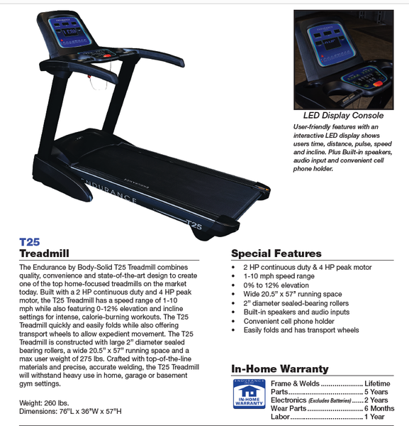 T25 treadmill best sale